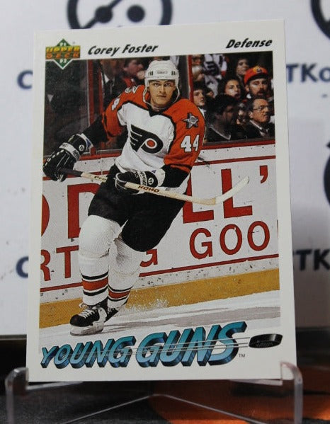 1991-92 UPPER DECK COREY FOSTER # 591 YOUNG GUNS ROOKIE PHILADELPHIA FLYERS HOCKY CARD