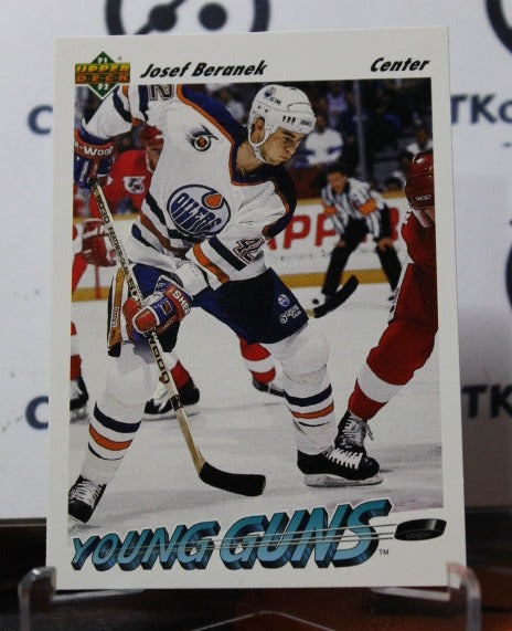 1991-92 UPPER DECK JOSEF BERANEK # 595 YOUNG GUNS ROOKIE EDMONTON OILERS NHL HOCKY CARD