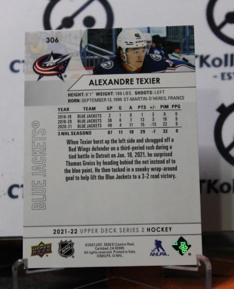 2021-22 UPPER DECK ALEXANDRE TEXIER # 306 COLUMBUS BLUE JACKETS NHL HOCKEY TRADING CARD