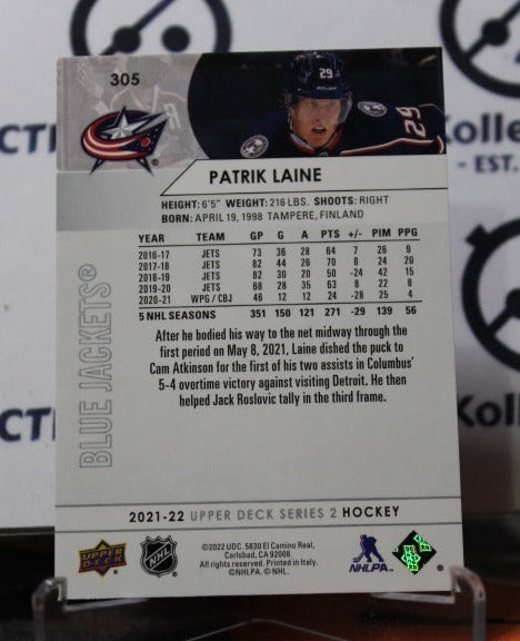 2021-22 UPPER DECK PATRIK LAINE # 305 COLUMBUS BLUE JACKETS NHL HOCKEY TRADING CARD