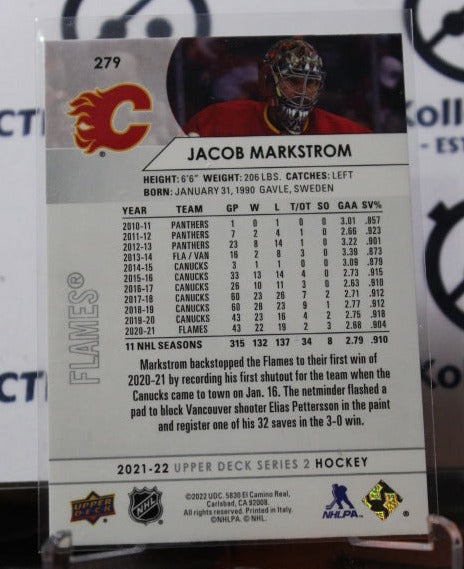 2021-22 UPPER DECK JACOB MARKSTROM # 279 HOCKEY NHL CALGARY FLAMES CARD