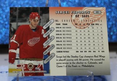 SERGEI FEDOROV # 82 ONE OF 2000 DONRUSS 1996-97 DETROIT RED WINGS NHL HOCKEY TRADING CARD