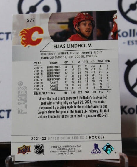 2021-22 UPPER DECK ELIAS LINDHOLM # 277 HOCKEY NHL CALGARY FLAMES CARD