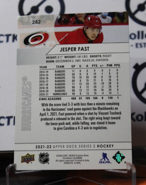 2021-22 UPPER DECK JESPER FAST # 282 CAROLINA HURRICANES NHL HOCKEY TRADING CARD
