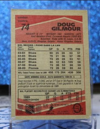 DOUG GILMOUR # 74 O-PEE CHEE 1989 CALGARY FLAMES NHL HOCKEY TRADING CARD