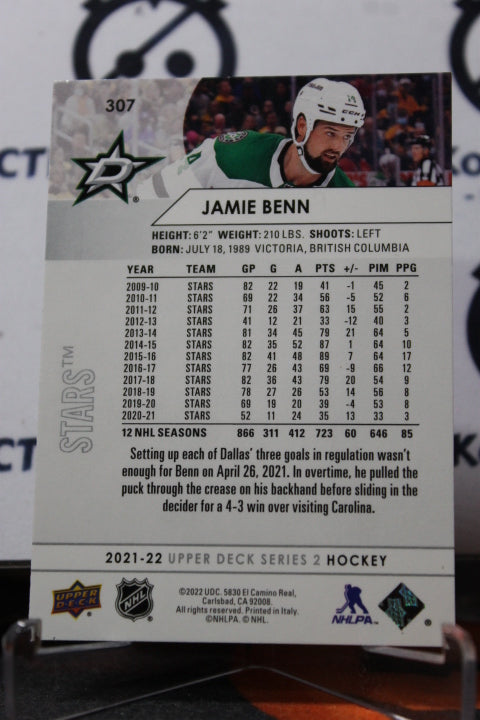 2021-22 UPPER DECK JAMIE BENN # 307 DALLAS STARS NHL HOCKEY TRADING CARD