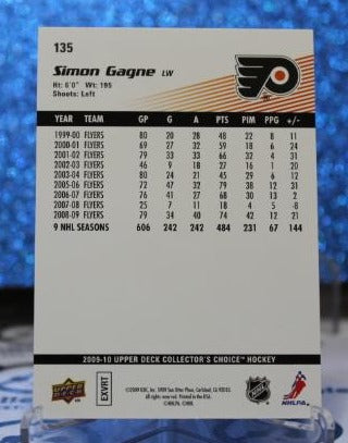 SIMON GAGNE # 135 UPPER DECK 2009-10 PHILADELPHIA FLYERS NHL HOCKEY TRADING CARD