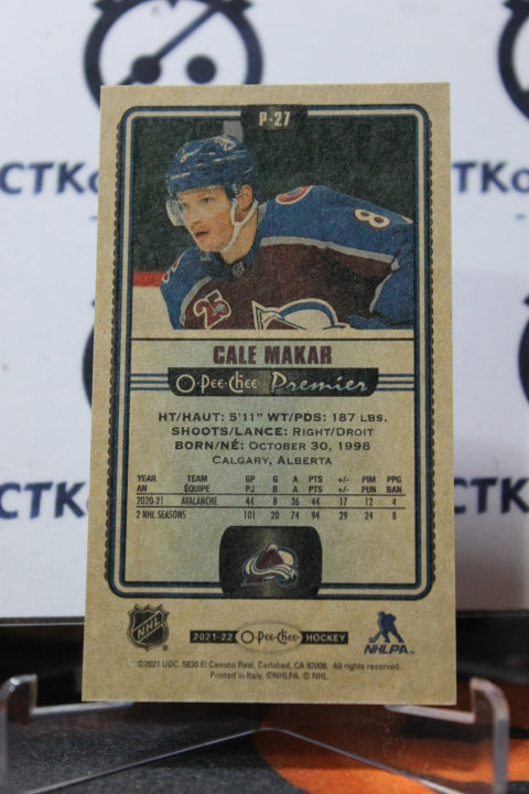 2021-22 O-PEE-CHEE CALE MAKAR # P-27 TALLBOY COLORADO AVALANCHE NHL HOCKEY TRADING CARD