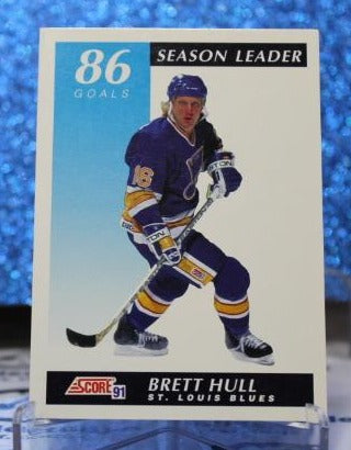 BRETT HULL # 404 USA SCORE 1991-92 ST. LOUIS BLUES NHL HOCKEY TRADING CARD