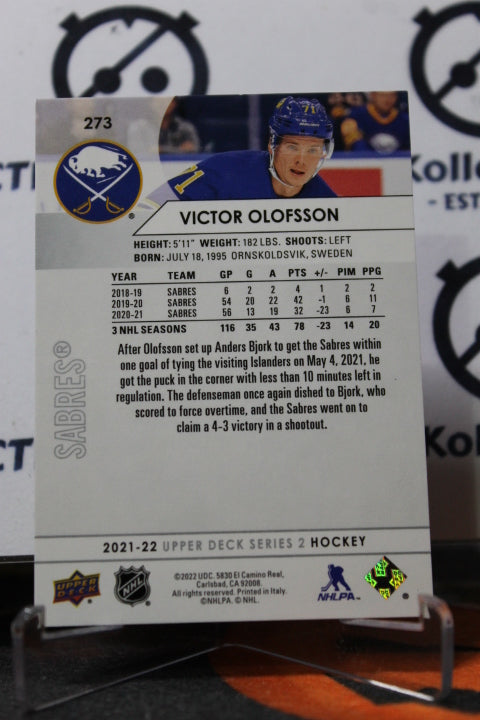 2021-22 UPPER DECK VICTOR OLOFSSON # 273 BUFFALO SABRES NHL HOCKEY TRADING CARD