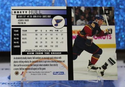BRETT HULL # 141 SKYBOX IMPACT 1995-96 ST. LOUIS BLUES NHL HOCKEY TRADING CARD