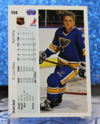BRETT HULL # 154 UPPER DECK 1990-91 ST. LOUIS BLUES NHL HOCKEY TRADING CARD