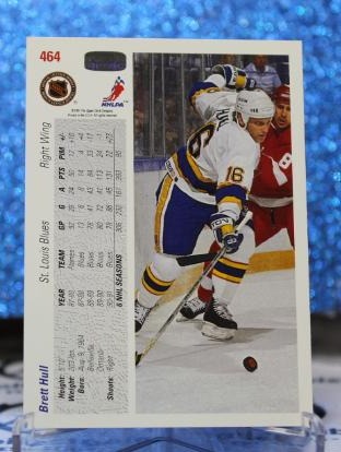 BRETT HULL # 464 UPPER DECK 1991-92 ST. LOUIS BLUES NHL HOCKEY TRADING CARD
