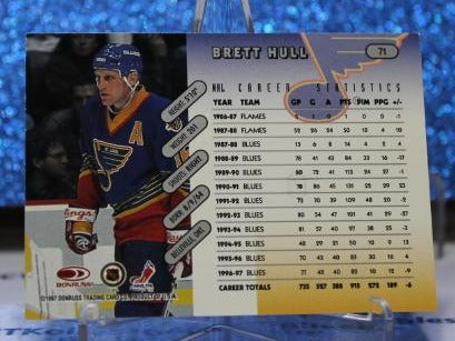 BRETT HULL # 71 DONRUSS 1996-97 ST. LOUIS BLUES NHL HOCKEY TRADING CARD