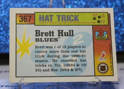 BRETT HULL # 367 BOWMAN 1991-92 ST. LOUIS BLUES NHL HOCKEY TRADING CARD