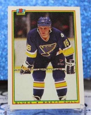 BRETT HULL # 24 BOWMAN 1990-91 ST. LOUIS BLUES NHL HOCKEY TRADING CARD