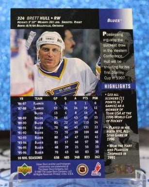BRETT HULL # 324 UPPER DECK 1996-97 ST. LOUIS BLUES NHL HOCKEY TRADING CARD