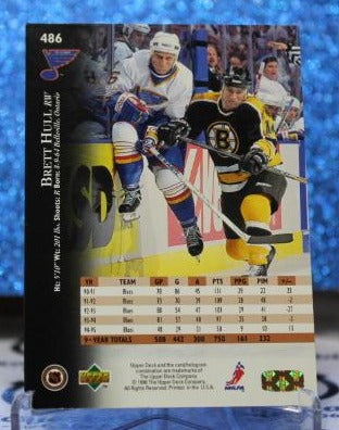 BRETT HULL # 486 UPPER DECK 1995-96 ST. LOUIS BLUES NHL HOCKEY TRADING CARD