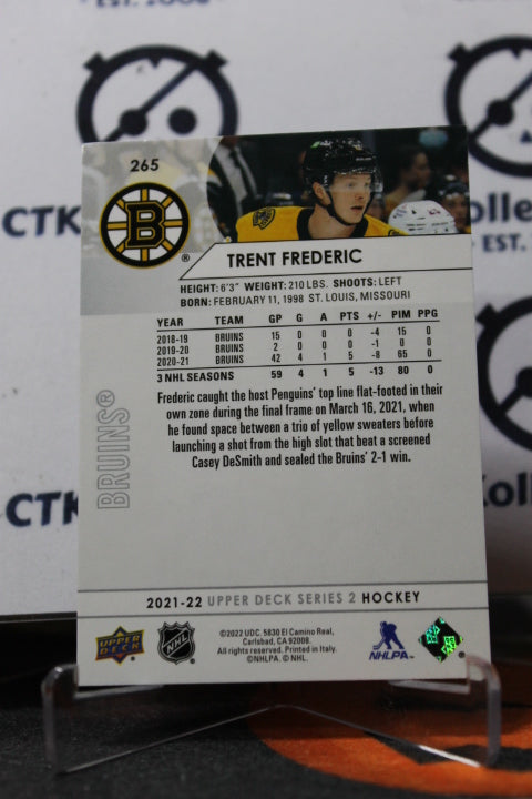 2021-22 UPPER DECK TRENT FREDERIC # 265 BOSTON BRUINS HOCKEY CARD