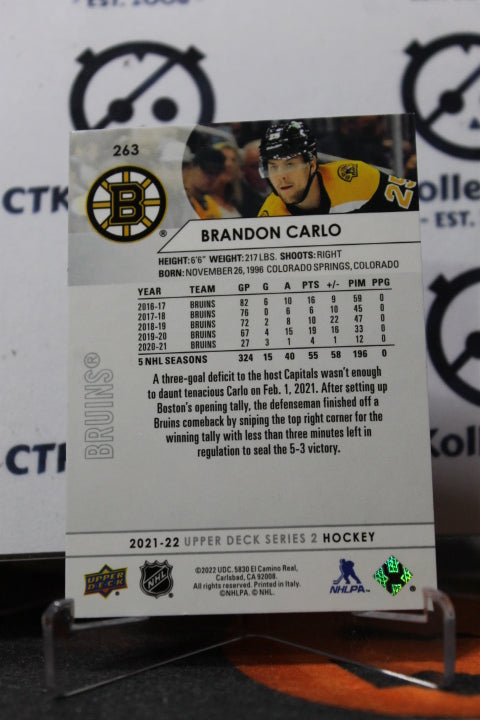 2021-22 UPPER DECK BRANDON CARLO # 263 BOSTON BRUINS HOCKEY CARD