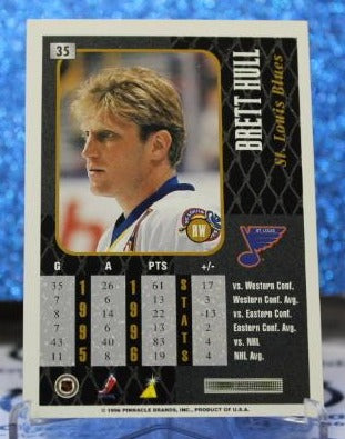 BRETT HULL # 35 SUMMIT PINNACLE 1996-97 ST. LOUIS BLUES NHL HOCKEY TRADING CARD