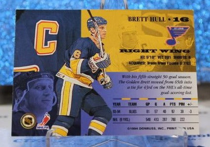 BRETT HULL # 16 DONRUSS LEAF 1994-95 ST. LOUIS BLUES NHL HOCKEY TRADING CARD