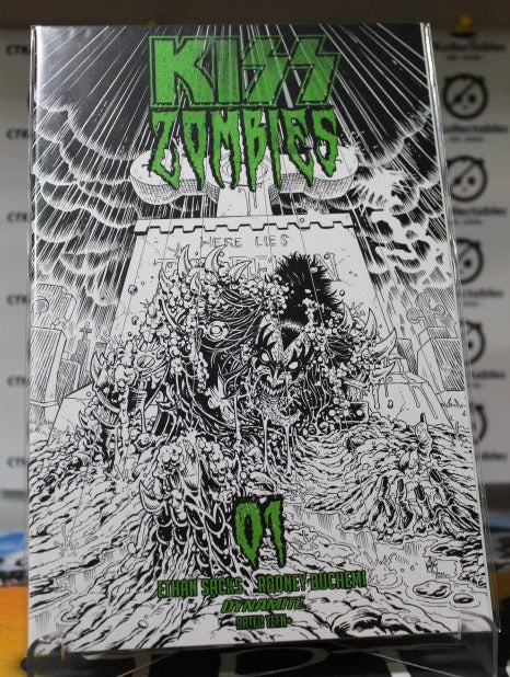 KISS ZOMBIES # 01 VARIANT GENE SIMMONS B&W COVER NM DYNAMITE COMICS 2019
