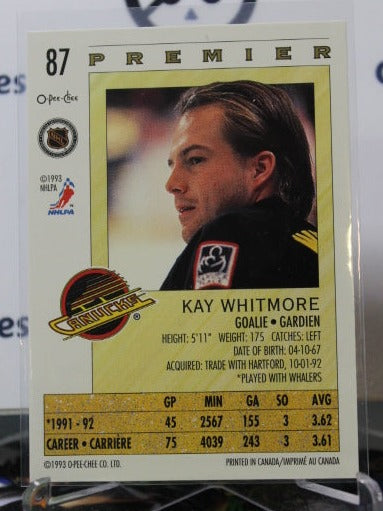 1992-93 O-PEE CHEE KAY WHITMORE # 87 VANCOUVER CANUCKS NHL HOCKEY CARD