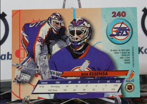 1992-93 FLEER ULTRA BOB ESSENSA # 240 WINNIPEG JETS NHL HOCKEY TRADING CARD