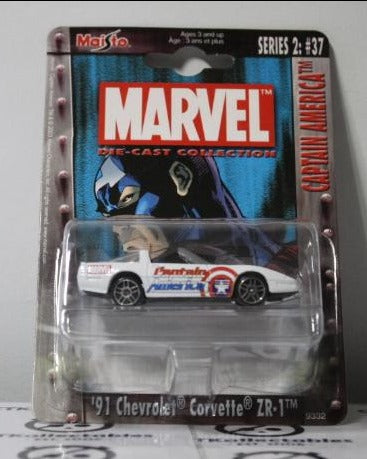 CAPTAIN AMERICA # 37 MAISTO '91 CORVETTE 1:64 DIE CAST COLLECTION MARVEL COMICS 2003