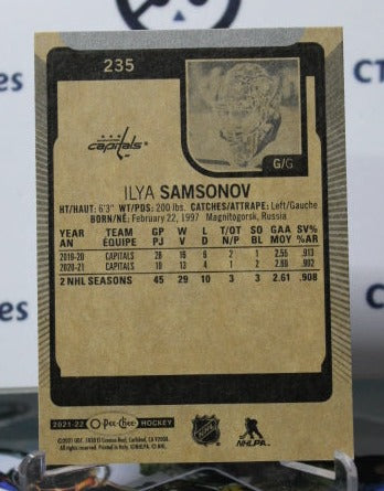2021-22 O-PEE-CHEE ILYA SAMSONOV # 235 GOALTENDER WASHINGTON CAPITALS NHL HOCKEY CARD