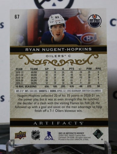 2021-22 UPPER DECK ARTIFACTS RYAN NUGENT-HOPKINS # 67 ROSE GOLD EDMONTON OILERS HOCKEY CARD