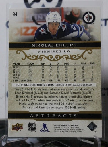 2021-22 UPPER DECK ARTIFACTS NIKOLAJ EHLERS # 94 ROSE GOLD WINNIPRG JETS HOCKEY CARD