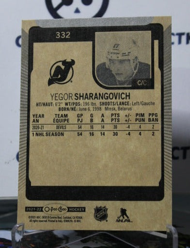 2021-22 O-PEE CHEE YEGOR SHARANGOVICH # 332 ROOKIE NEW JERSEY DEVILS NHL HOCKEY TRADING CARD