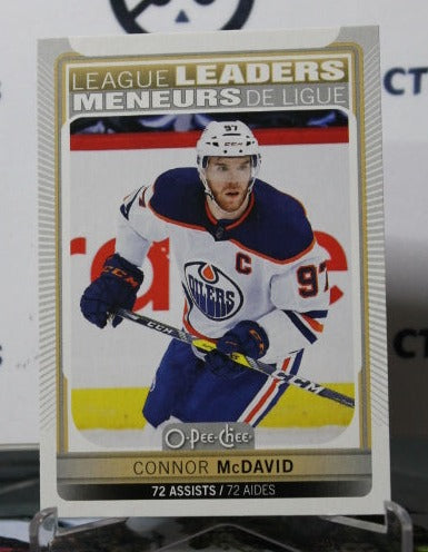 2021-22 O-PEE-CHEE CONNOR McDAVID # 583 LEAGUE LEADERS EDMONTON OILERS NHL HOCKEY CARD