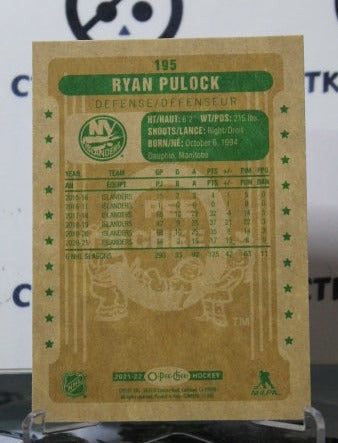 2021-22 O-PEE-CHEE RYAN PULOCK # 195 RETRO NEW YORK ISLANDERS NHL HOCKEY CARD
