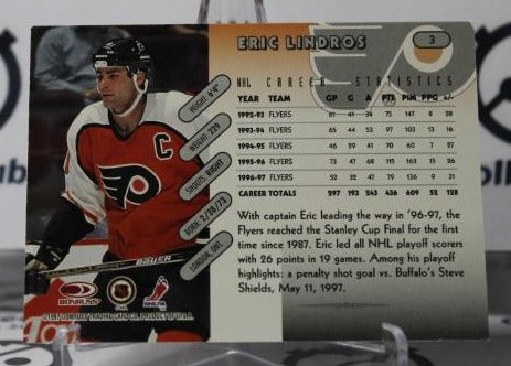 ERIC LINDROS # 3 DONRUSS 1997-98 PHILADELPHIA FLYERS NHL HOCKEY TRADING CARD