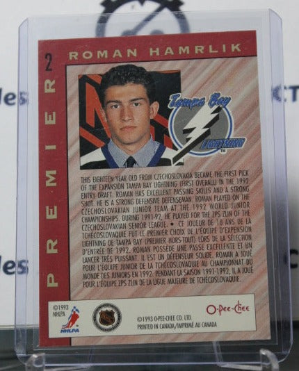 1992-93 O-PEE-CHEE PREMIER ROMAN HAMRLIK # 2 TOP ROOKIE TAMPA BAY LIGHTNING HOCKEY CARD