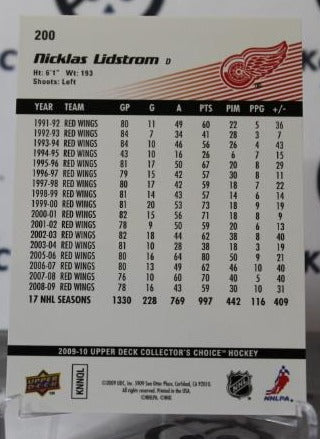 NICKLAS LIDSTROM # 200 UPPER DECK 2009-10 DETROIT RED WINGS NHL HOCKEY TRADING CARD