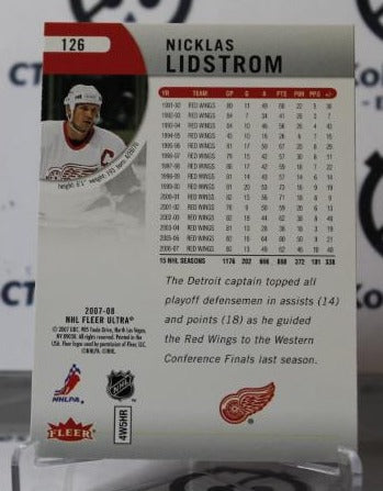 2007-08 FLEER ULTRA NICKLAS LIDSTROM # 126 DETROIT RED WINGS NHL HOCKEY TRADING CARD