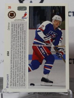 BRIAN LEETCH # 35 UPPER DECK 1991-92 NEW YORK RANGERS NHL HOCKEY TRADING CARD