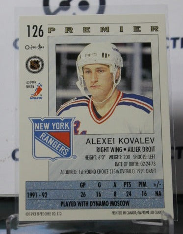 1992-93 O-PEE-CHEE PREMIER ALEXEI KOVALEV # 126 NEW YORK RANGERS NHL HOCKEY CARD