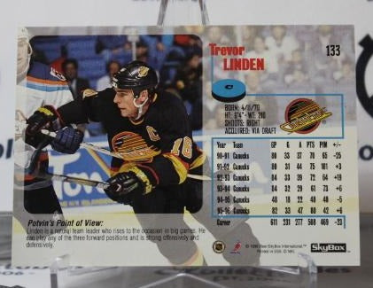 TREVOR LINDEN # 133 IMPACT SKYBOX 1996-97 VANCOUVER CANUCKS NHL HOCKEY TRADING CARD