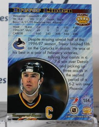TREVOR LINDEN # 154 PACIFIC 1997-98 VANCOUVER CANUCKS NHL HOCKEY TRADING CARD