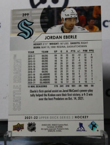 2021-22 UPPER DECK JORDAN EBERLE # 399 NHL SEATTLE KRAKEN HOCKEY CARD