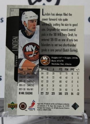 TREVOR LINDEN # 51 SP UPPER DECK 1998-99 NEW YORK ISLANDERS NHL HOCKEY TRADING CARD