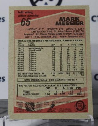 MARK MESSIER # 65 O-PEE CHEE 89-90 EDMONTON OILERS NHL HOCKEY TRADING CARD