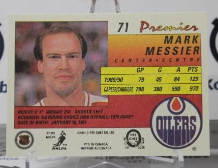 MARK MESSIER # 71 O-PEE CHEE PREMIER 90-91 EDMONTON OILERS NHL HOCKEY TRADING CARD