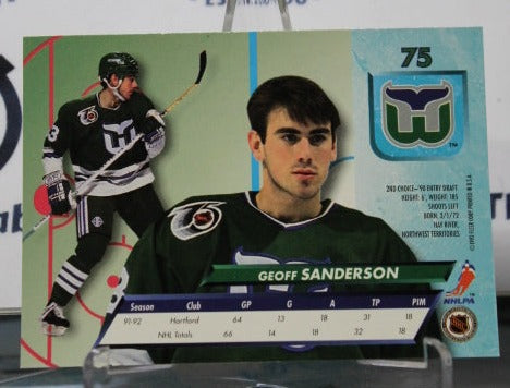 1992-93 FLEER ULTRA GEOFF SANDERSON # 75  HARTFORD WHALERS NHL HOCKEY CARD