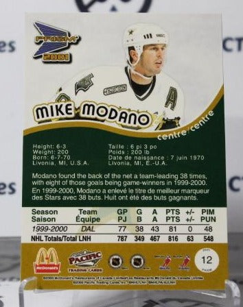 MIKE MODANO # 12 PACIFIC McDONALD'S 2000-01 DALLAS STARS NHL HOCKEY TRADING CARD